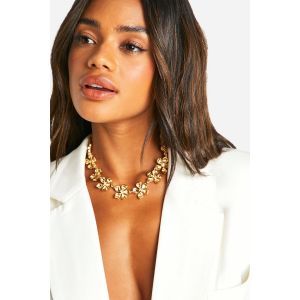 Collier Orné De Fleurs Affirmé - Jaune Or - One Size, Jaune Or