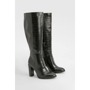 Bottes Hautes Croco - Noir - 41, Noir