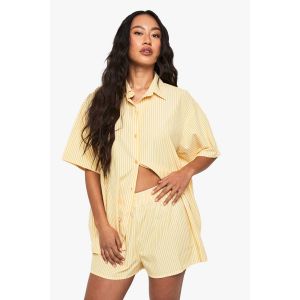 Chemise De Pyjama Surdimensionnée En Coton À Fines Rayures - Citron - 34, Citron