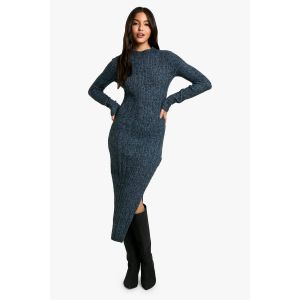 Robe Midaxi Tricotée En Marl - Bleu Foncè - M, Bleu Foncè