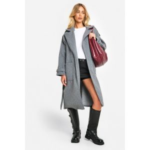 Manteau Ceinturé Look Laine - Gris Perle - 36, Gris Perle