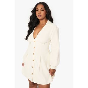 Robe Chemise Grande Taille À Col - Gris Pierre - 52, Gris Pierre