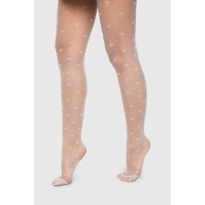 Mini Bow Print Tights - Blanc - One Size, Blanc