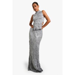 Jupe Maxi Marl Froissée - Gris - 38, Gris