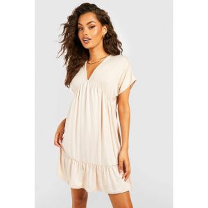 Robe Babydoll À Col V - Gris Pierre - 14, Gris Pierre
