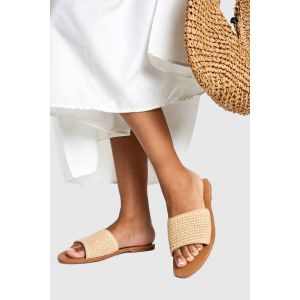 Sandales Mule En Raffia Pour Pieds Larges - Blanc - 39, Blanc