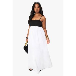 Robe Maxi À Bretelles "Plus" Fabric Mix - Blanc - 52, Blanc