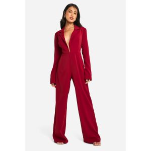 Combinaison Ajustée À Jambes Larges - Rouge Bordeaux - 38, Rouge Bordeaux