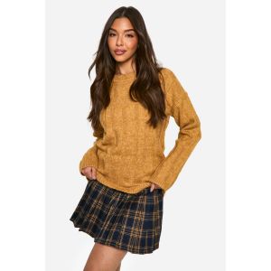 Pull Oversize À Larges Côtes Douces - Jaune Moutarde - L, Jaune Moutarde