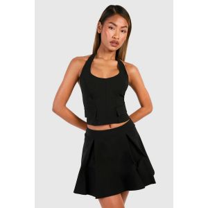 Ensemble Avec Top À Dos Nu Et Mini-Jupe Plissée - Noir - 6, Noir