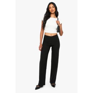 Pantalon Droit En Bengaline À Fines Rayures - Noir - 44, Noir