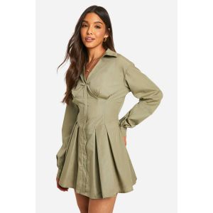 Robe-Chemise À Détails Corset - Vert Kaki - 36, Vert Kaki