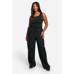 Pantalon Tissé À Cordon Grande Taille - Noir - 52, Noir