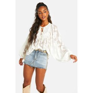 Chemisier Bohème Floral Burnout - Blanc - 38, Blanc
