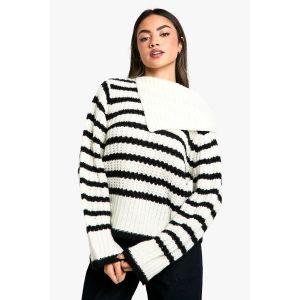 Pull Tricoté Avec Détail De Col À Rayures - Stripe - L, Stripe