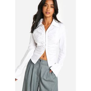 "Petite" Chemisier Cintré Froncé Pour Femmes De "Petite" Taille - Blanc - 40, Blanc