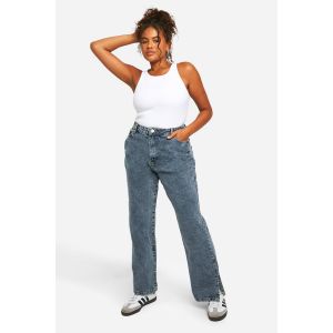 Jeans "Plus" Basics À Ourlet Fendu Et Jambe Droite - Rouge Vin - 54, Rouge Vin