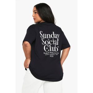 "Plus" Sunday Social Club T-Shirt Surdimensionné - Bleu Foncè - 56, Bleu Foncè