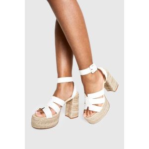 Cut Out Detail Espadrille 2 Part Heels - Blanc - 37, Blanc
