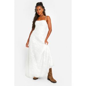 Robe Maxi À Panneaux Texturés Floraux - Blanc Ivoire - 44, Blanc Ivoire
