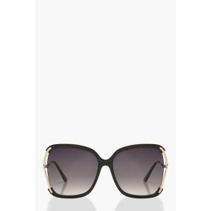 Lunettes De Soleil Surdimensionnées À Détails Perle - Noir - One Size, Noir