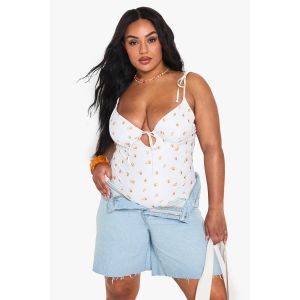"Plus" Maillot De Bain Bandeau "Plus" À Imprimé Mandarine - Orange - 56, Orange