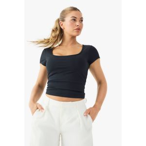 Buttery Soft Built In Padded Sweetheart Neck Cap Sleeve Top - Noir - 40, Noir
