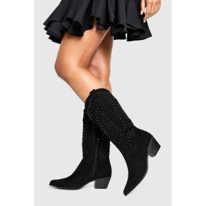 Bottes Western Brodées À Clous - Noir - 36, Noir