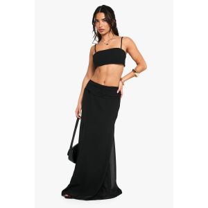 "Petite" Jupe Maxi En Chiffon À Ourlet Pataugeoire - Noir - 38, Noir