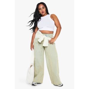 "Plus" Vintage Wash Distressed Applique Straight Leg Jeans - Rouge Vin - 54, Rouge Vin