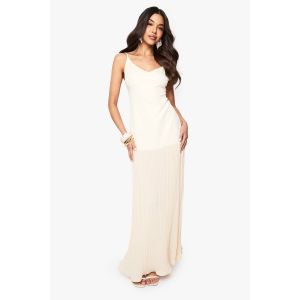 Robe Maxi Plissée À Taille Basse - Blanc Cassé - 40, Blanc Cassé