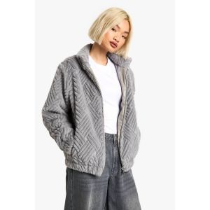 Veste En Synthétique Texturée - Gris - 38, Gris