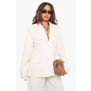 Texturé Blazer Simple Boutonné - Blanc - 42, Blanc