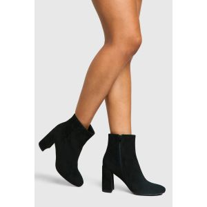 Faux Suede Bottine À La Cheville À Talon Carré - Noir - 40, Noir