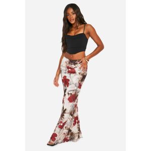 Jupe Midaxi À Coupe Biais Floral - Champagne - 44, Champagne