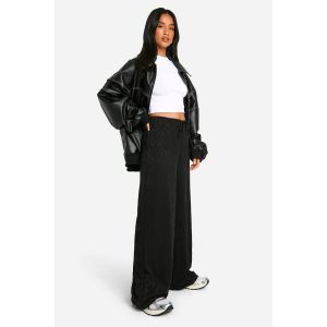 "Petite" Pantalon À Jambes Larges En Jacquard Zébré - Noir - 44, Noir