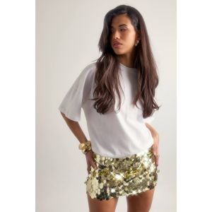 boohoo Femmes Mini-Jupe en Sequins en Forme de Disque | Dore | Taille: 42