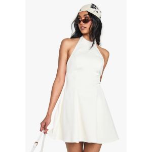 Robe Mini Ajustée À Encolure Haute Et Taille Basse - Blanc Ivoire - 40, Blanc Ivoire