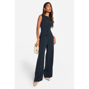Combinaison À Pantalon Large Avec Gilet - Bleu Foncè - 40, Bleu Foncè