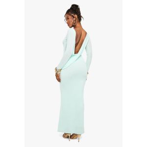 Robe Maxi À Manches Longues Avec Détail Drapé Au Dos - Vert Menthe - 44, Vert Menthe