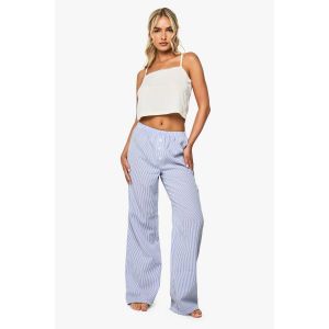 Ensemble Pyjama Avec Débardeur Pointelle Et Pantalon À Jambes Larges - Bleu - 44, Bleu