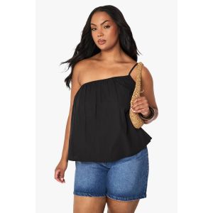 Camisole Asymétrique En Popeline De Coton Grande Taille - Noir - 48, Noir