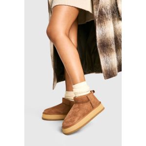 Bottes Ultra Mini À Plateforme Doublées De Synthétique - Marron Noisette - 36, Marron Noisette