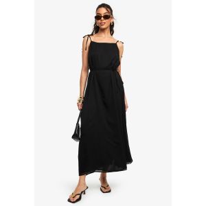Tie Detail Robe Midaxi En Mousseline À Noeuds - Noir - 42, Noir