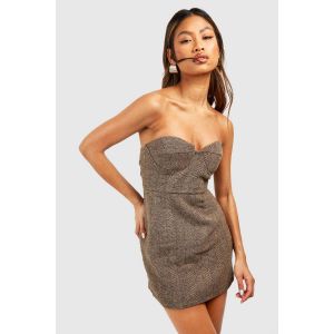 Robe Corset À Chevrons - Marron Chocolat - 42, Marron Chocolat
