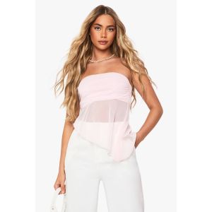 Haut En Résille À Bandeau Et Ourlet Asymétrique - Rose Clair - 38, Rose Clair