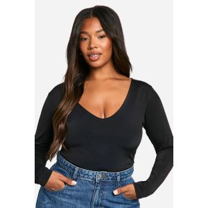 Grande Taille - Body À Décolleté Plongeant - Noir - 52, Noir