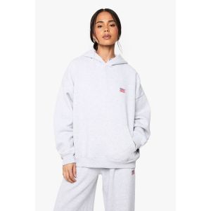 Sweat À Capuche Oversize Brodé Avec Drapeau Américain - Gris - S, Gris