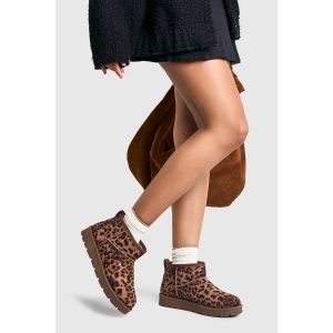 boohoo Femmes Bottines Mini a Cheville Cosy Leopard | Marron | Taille: 36