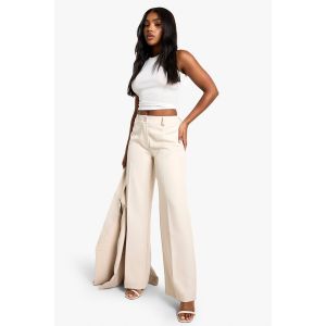 Pantalon Tissé Ajusté, Coupe Slim, Jambe Droite - Beige - 36, Beige